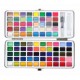 Watercolor Set of 90 colors Solid Pigment Paints 50 Basic Colors 36 Shimmer/Metallic Colors 4 Neon Colors 1 x Water Brush 1x Portable Aluminum Case